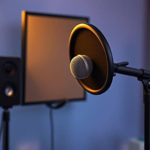 Microfone de est√ºdio em frente a um filtro pop
